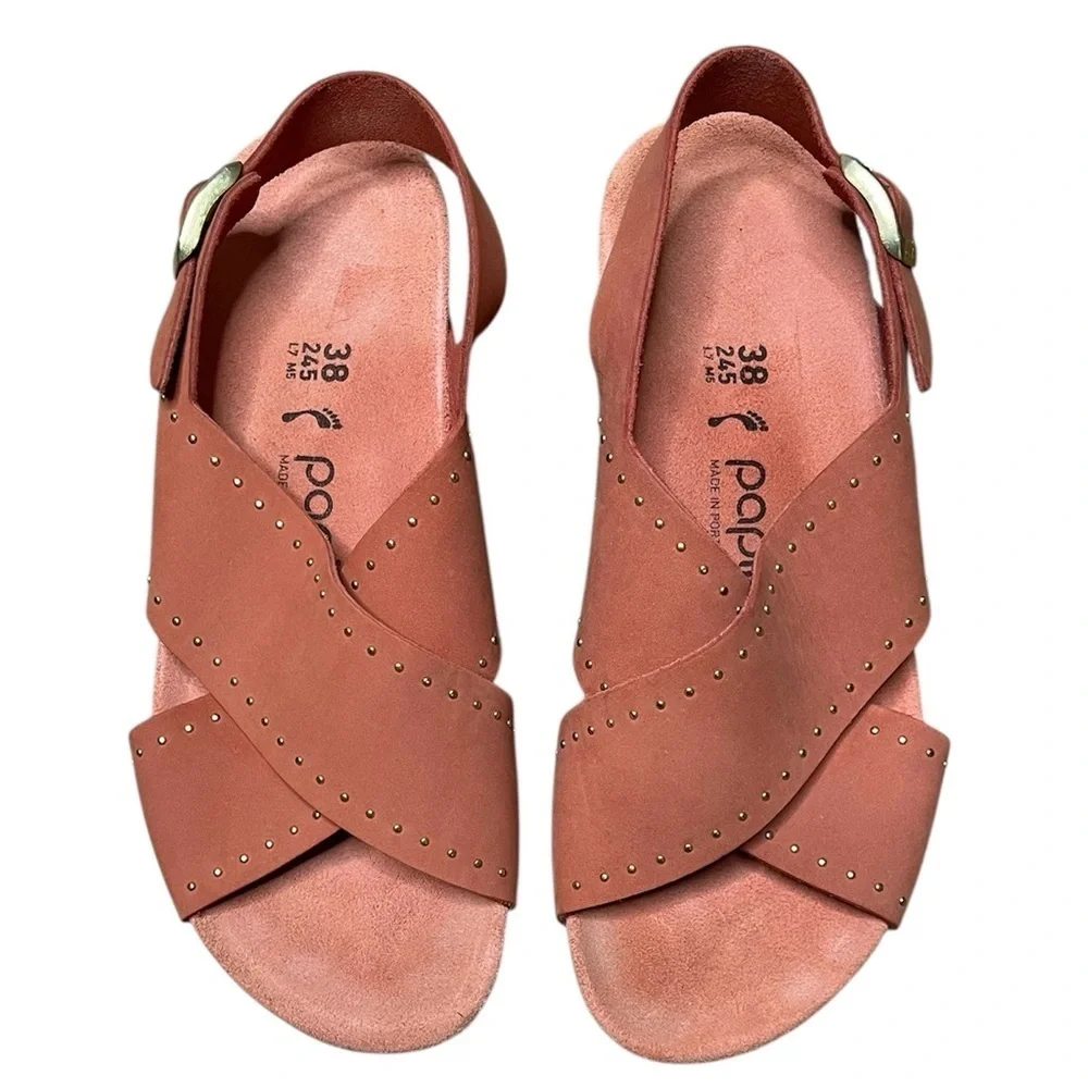 Birkenstock Papillio Samira Rivets Sandal Size 38 / US 7 Wedge Heel Earth Red
